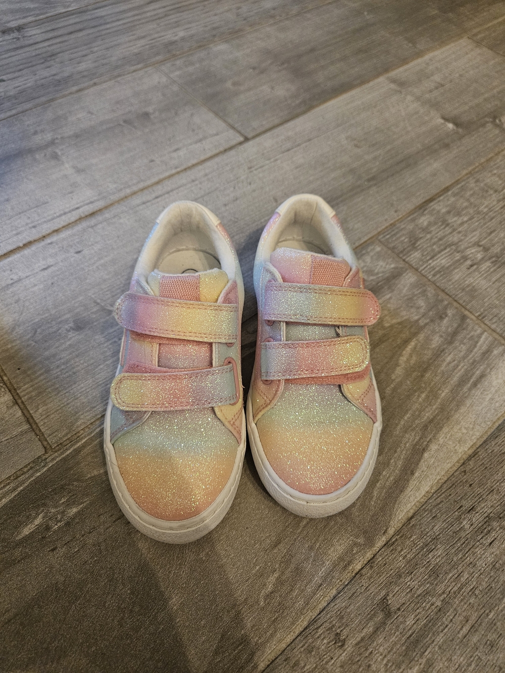 Kids Glitter Rainbow Velcro Sneakers - Pastel Multi